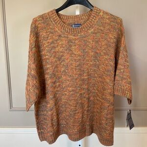 Democracy NWT 2X Sweater Chunky Knit Colorful Textured Knit 3/4 sleeve Crew Neck